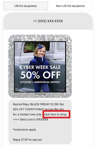SMS with clear CTA example