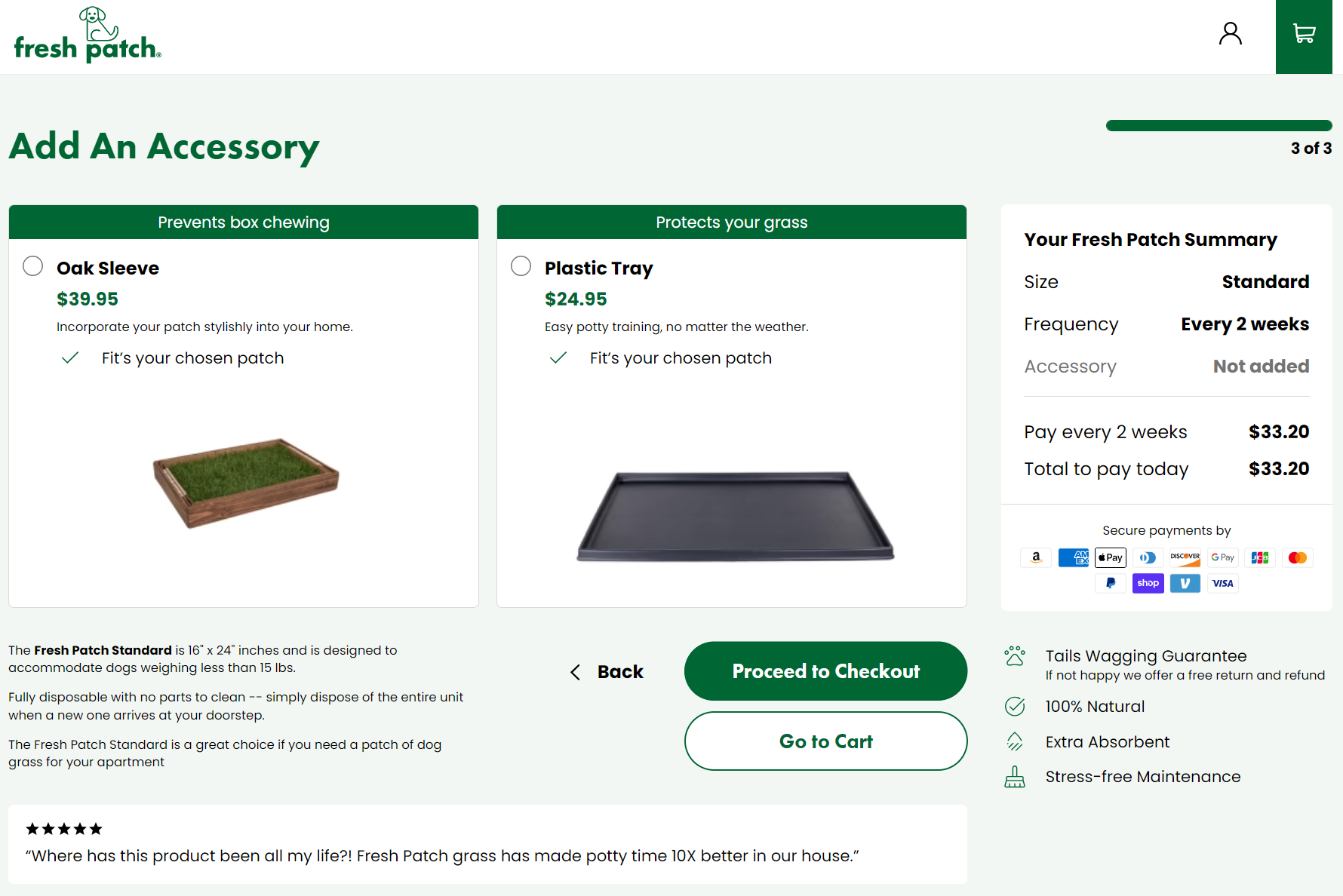 Tiered upsells example from Fresh Patch