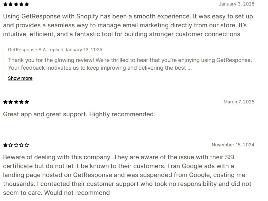 GetResponse reviews