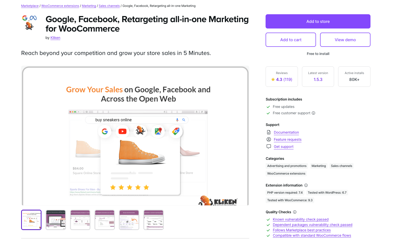 Google, Facebook, Retargeting all-in-one Marketing for WooCommerce page