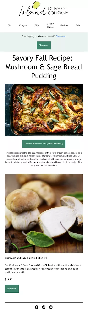 Island Olive Oil Company welcome email 2