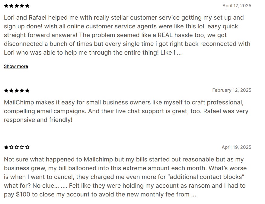Mailchimp reviews