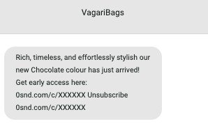 New product alert SMS from Vagari Bags
