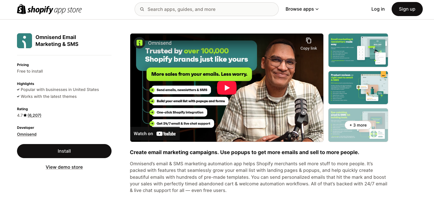 Omnisend on Shopify App Store