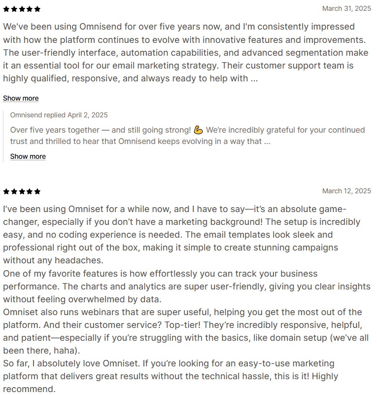 Omnisend reviews