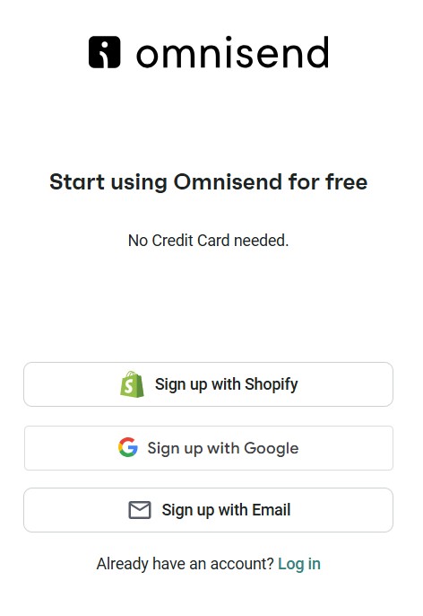 Omnisend registration page