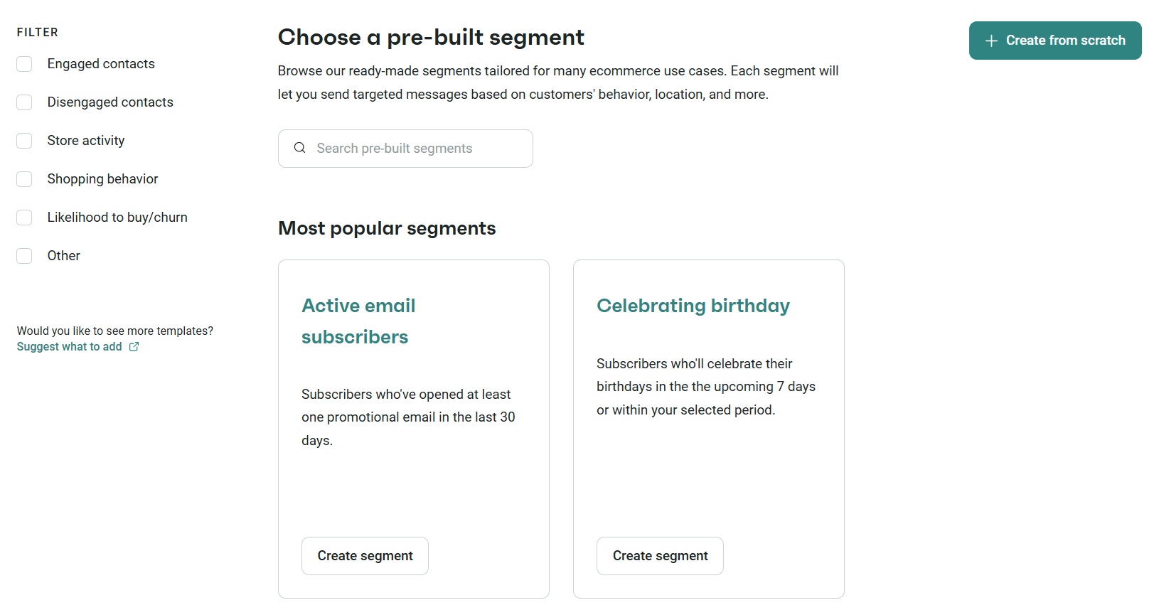 Creating segments in Omnisend