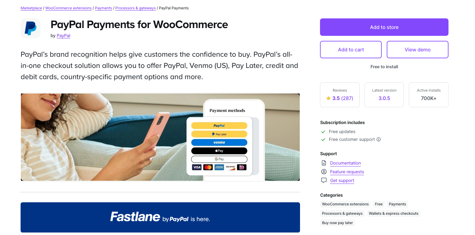 PayPal Payments for WooCommerce page