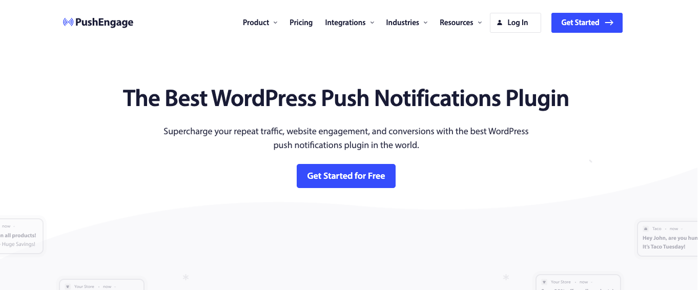 PushEngage homepage