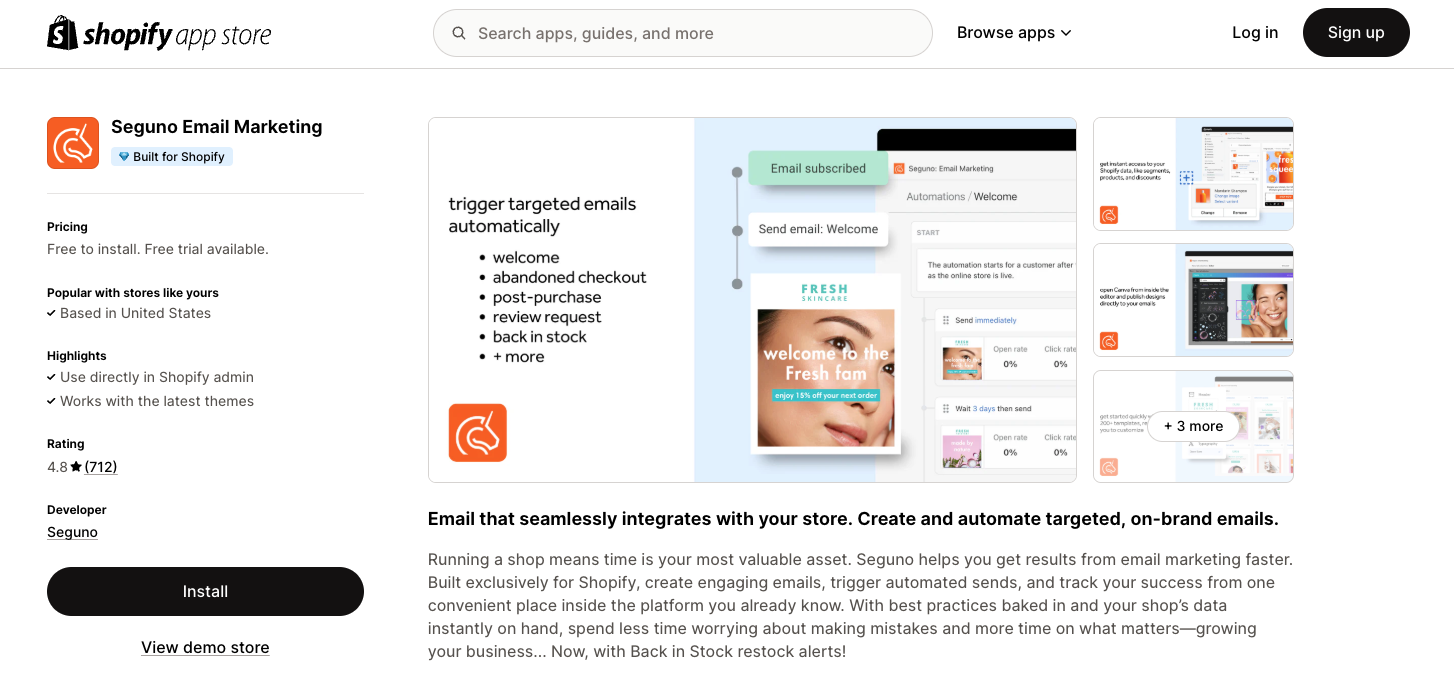 Best email marketing for Shopify: Seguno