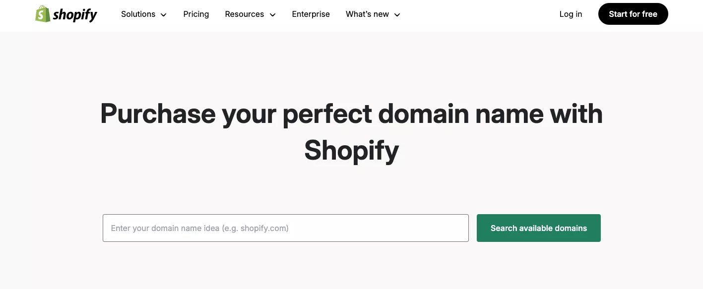 Shopify domain page