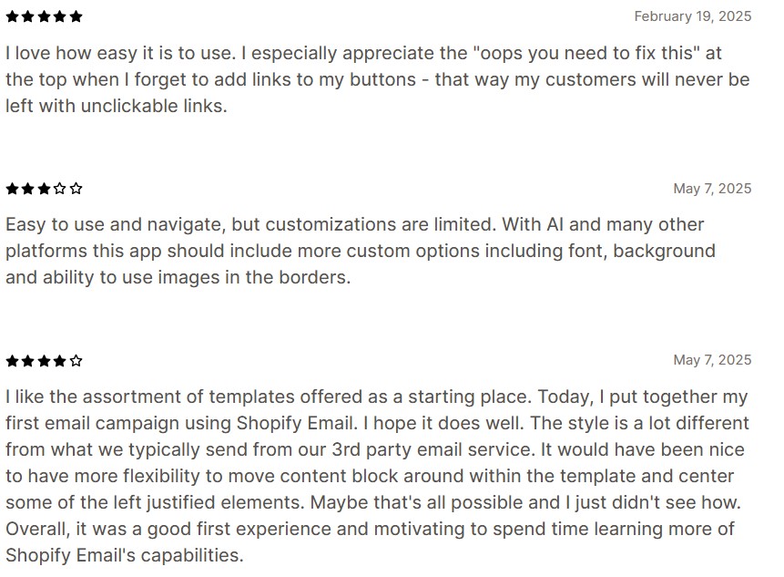 Shopify Email reviews