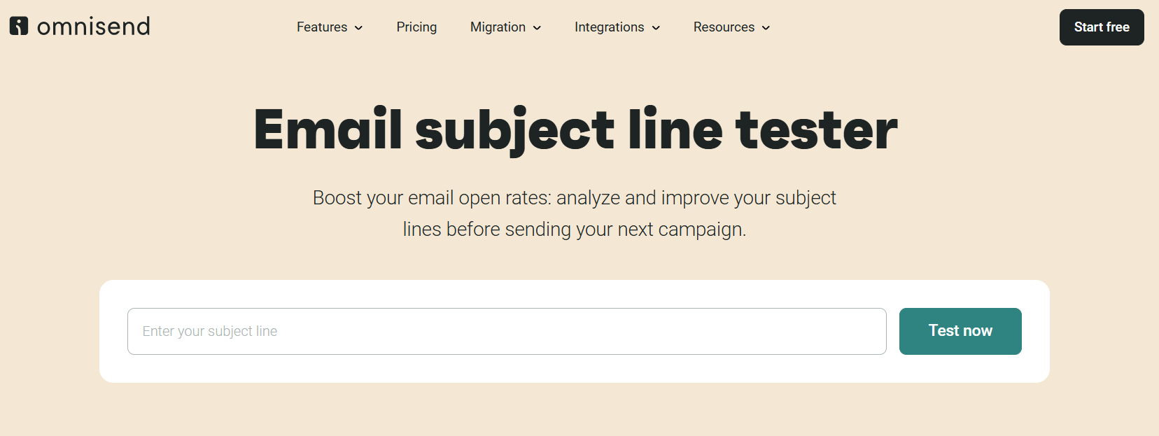 Omnisend email subject line tester