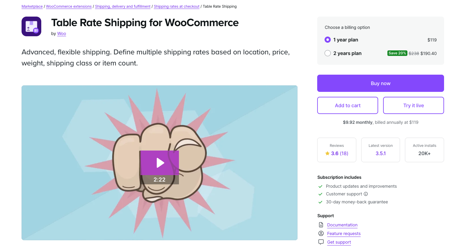 Table Rate Shipping for WooCommerce page