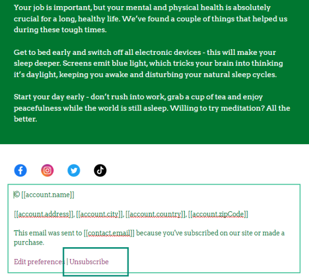 Improve email deliverability: Unsubscribe option