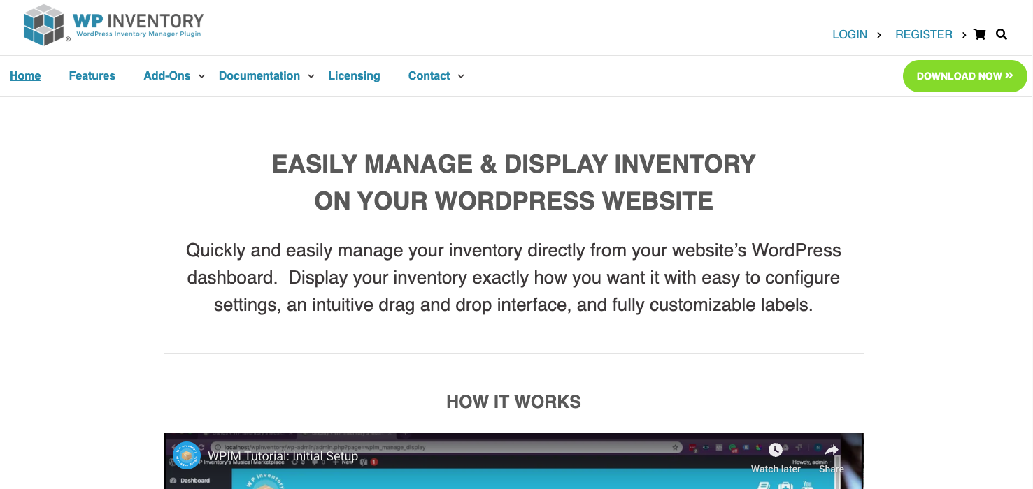 WP Inventory Manager homepage
