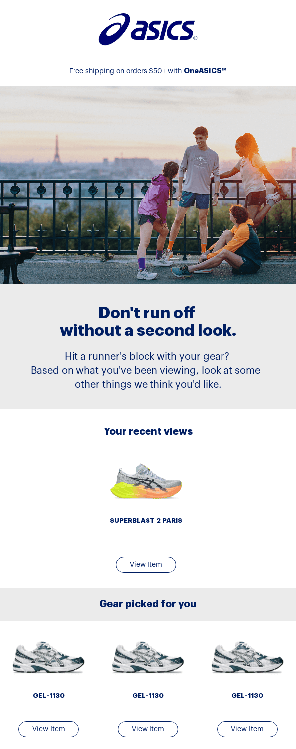 ASICS reactivation email example