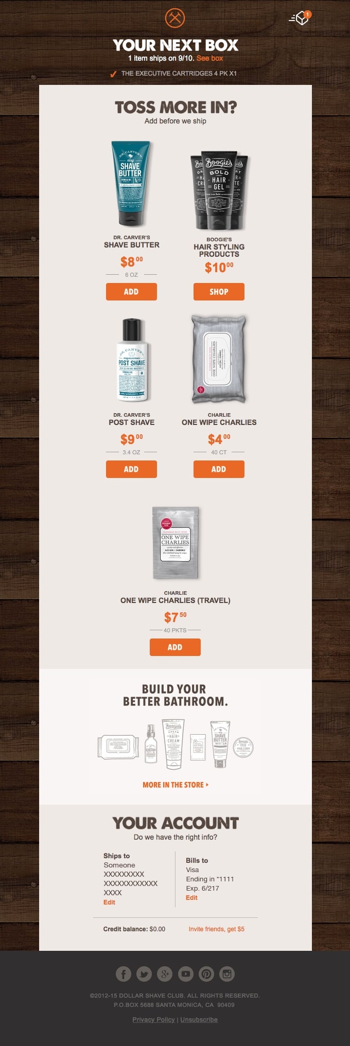 Post-purchase emails: Cross-sell/upsell email example