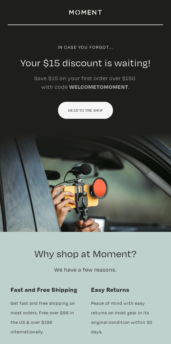 Moment reactivation email example