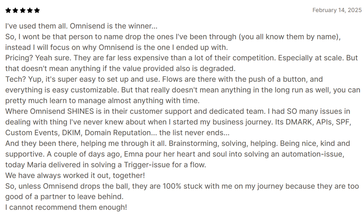 Shopify user celebrates finding Omnisend