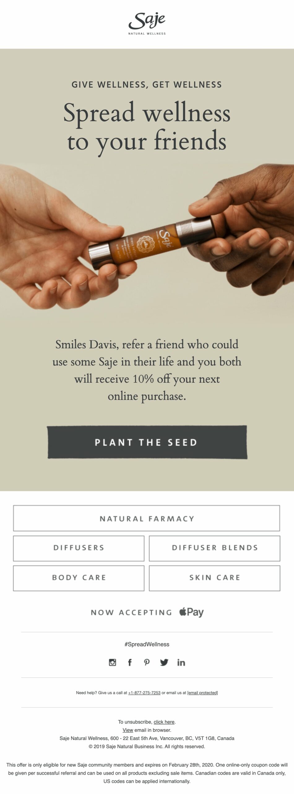 Referral program invitation email example