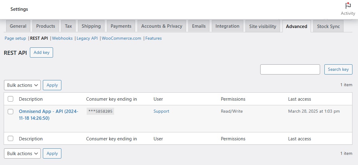 Creating API keys