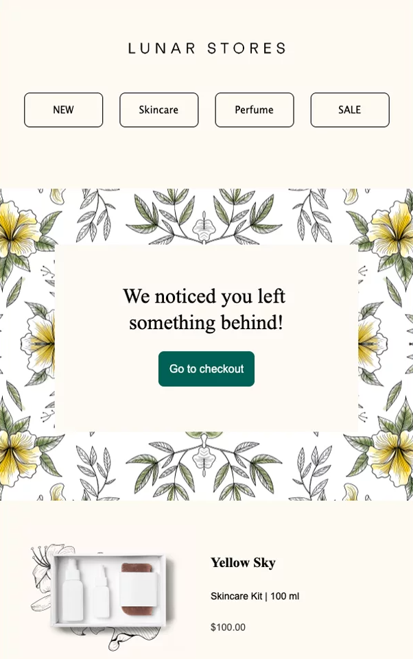 Abandoned cart email template