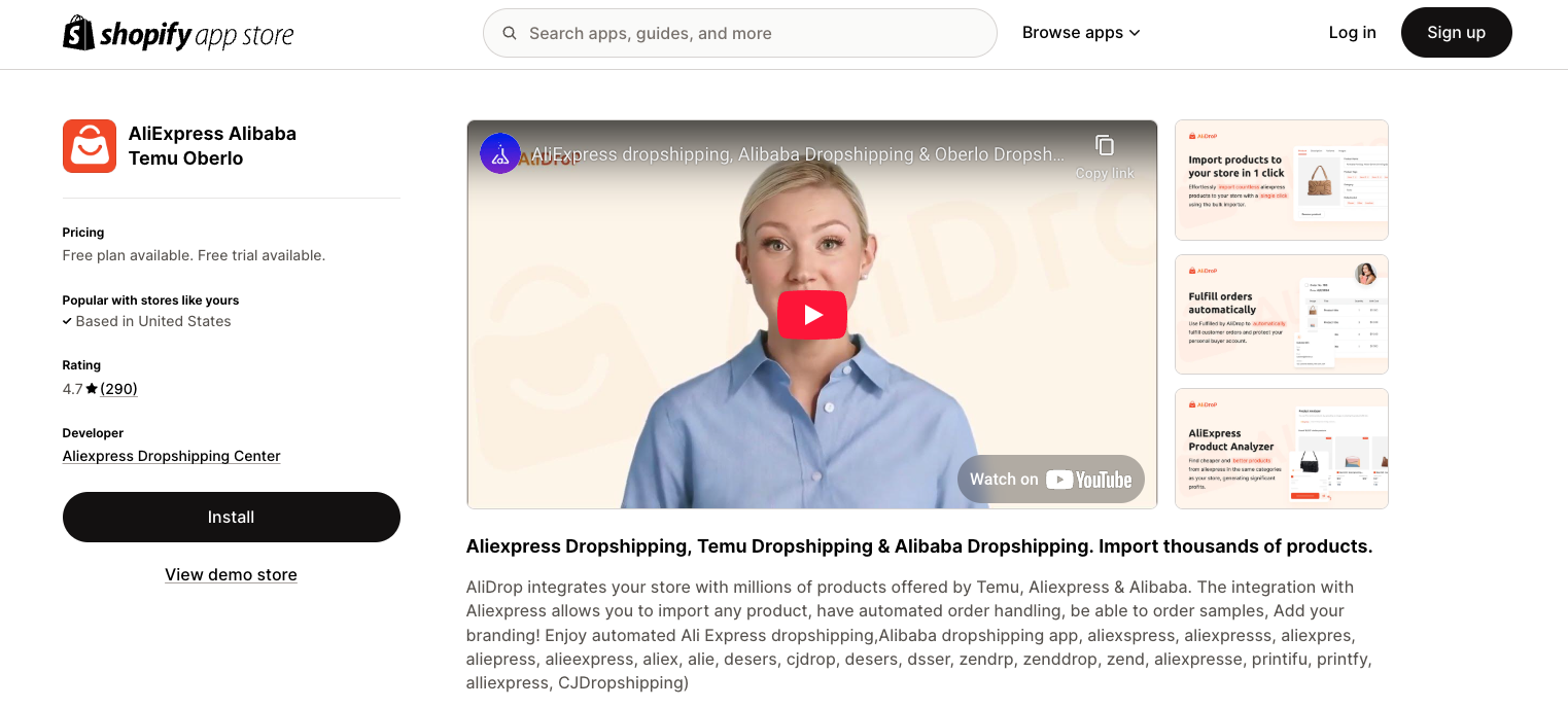 AliDrop on Shopify App Store