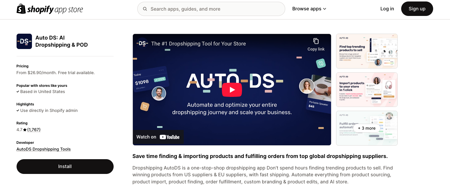 AutoDS on Shopify App Store