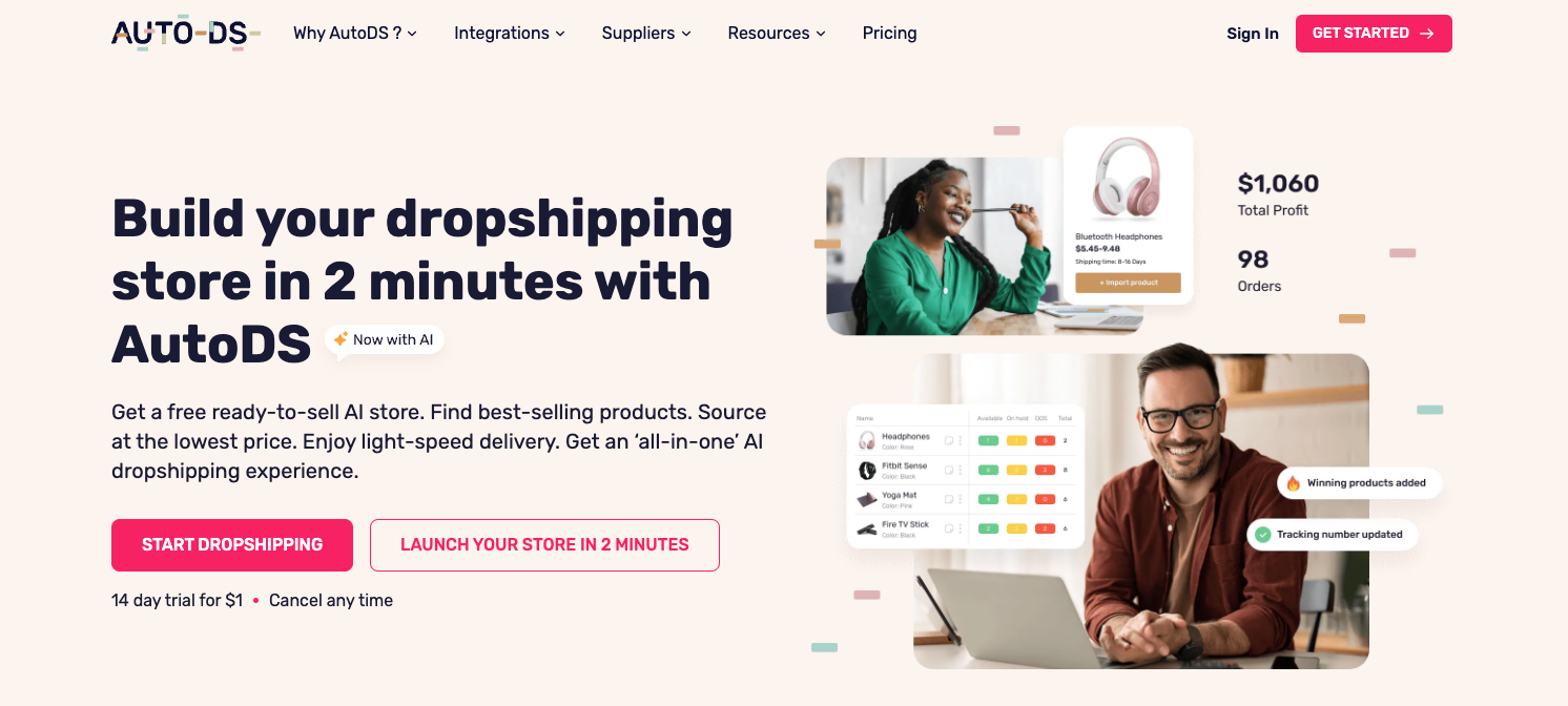 AutoDS homepage