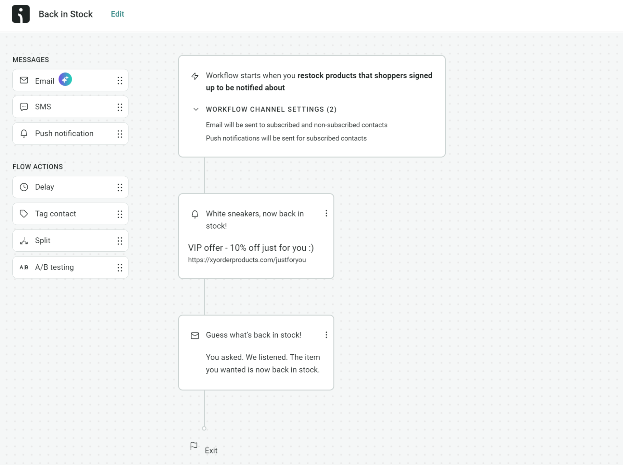 Back in stock automation workflow