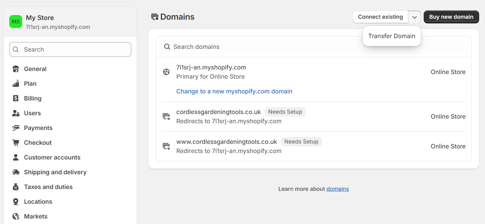 Transfer domains