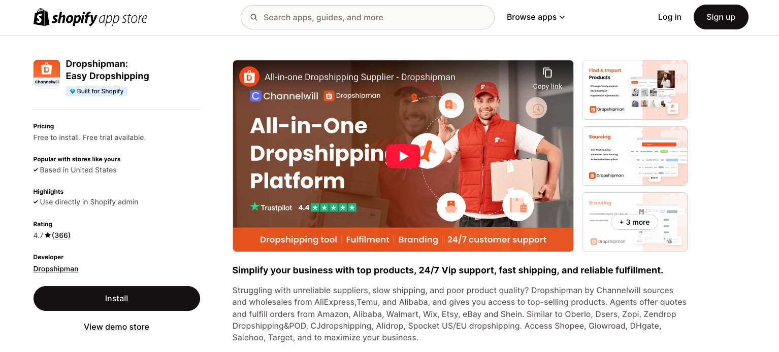 Dropshipman on Shopify App Store