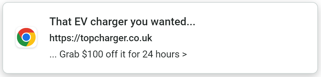 EV charger push notification example