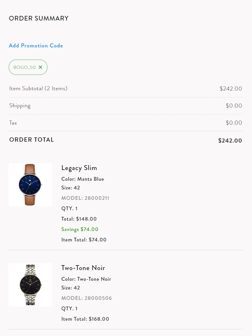 MVMT order summary