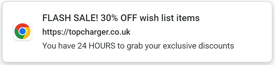 Marketing push notification example