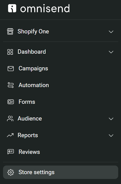 Omnisend dashboard sidebar