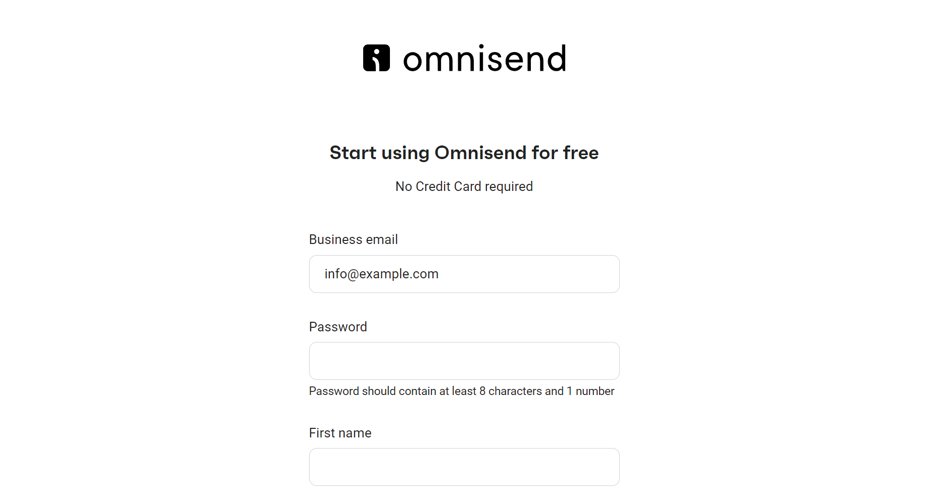 Omnisend signup page