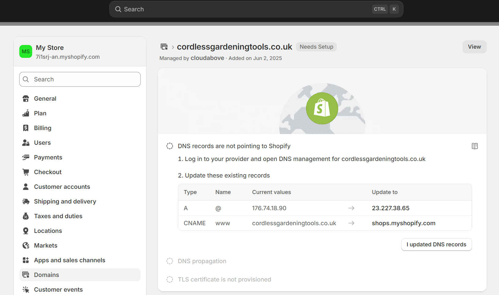 DNS settings