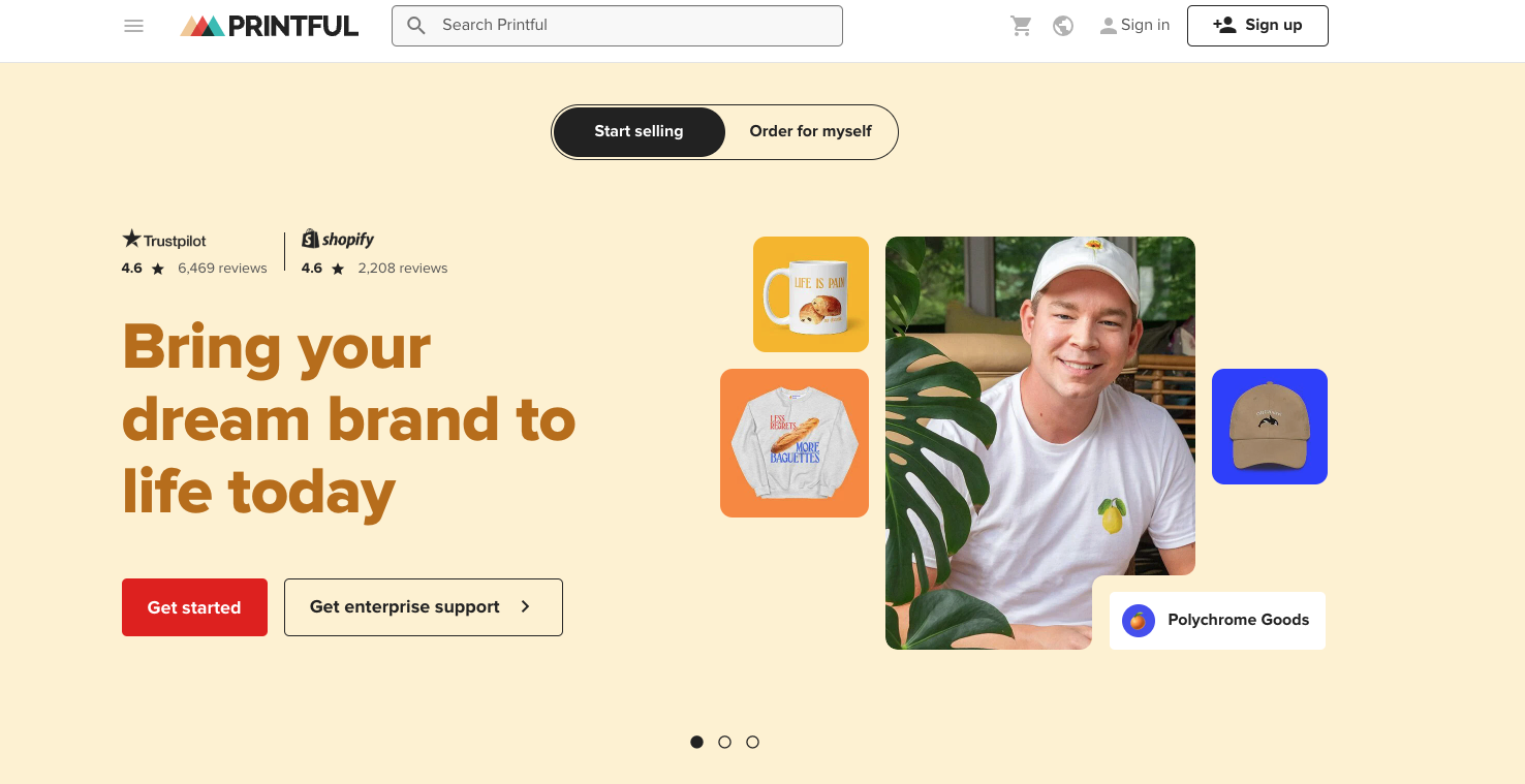 Printful homepage