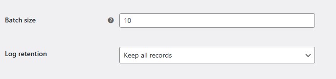 Product number and log retention settings
