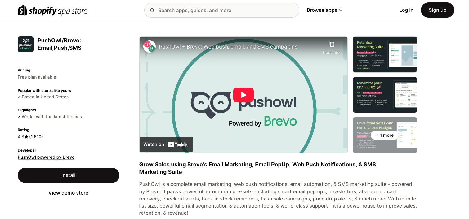 PushOwl on Shopify app store