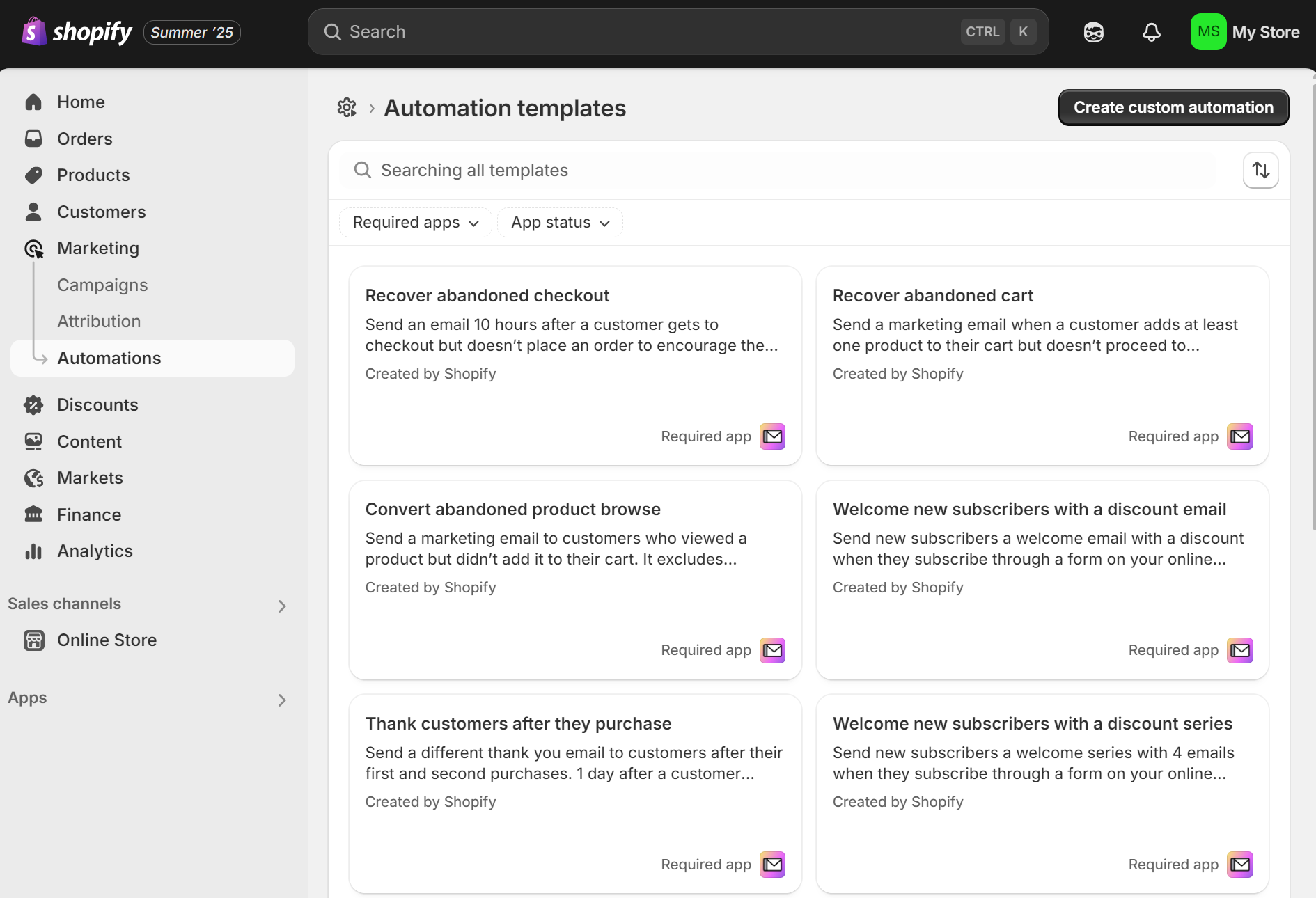 Shopify automation templates