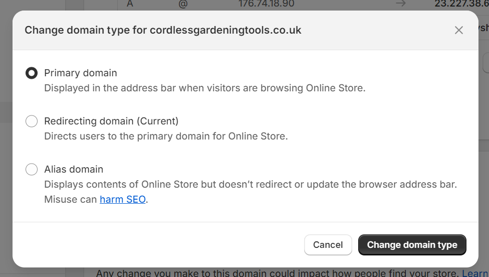 Setting primary domain