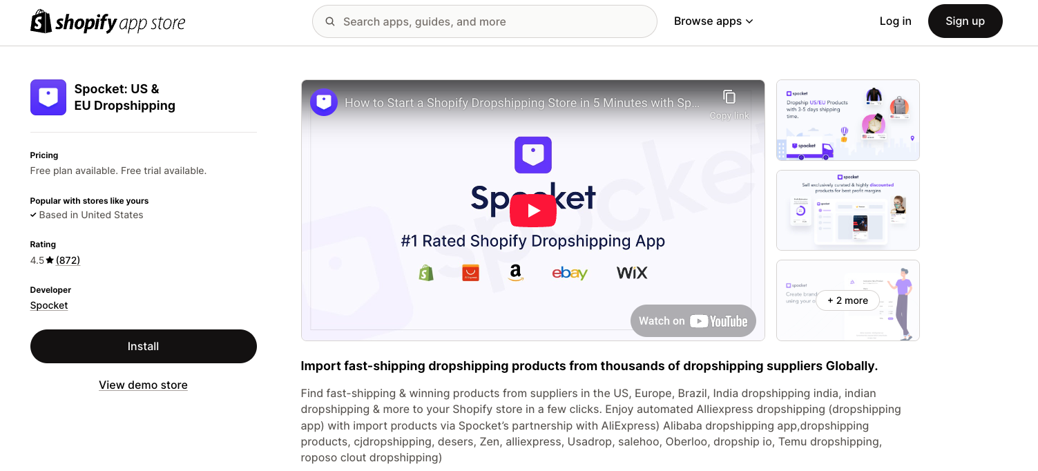 Spocket on Shopify App Store