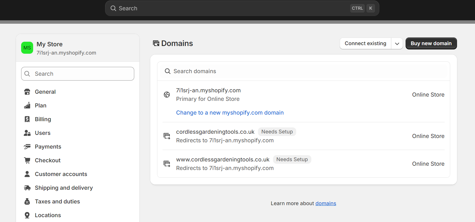 Domain settings