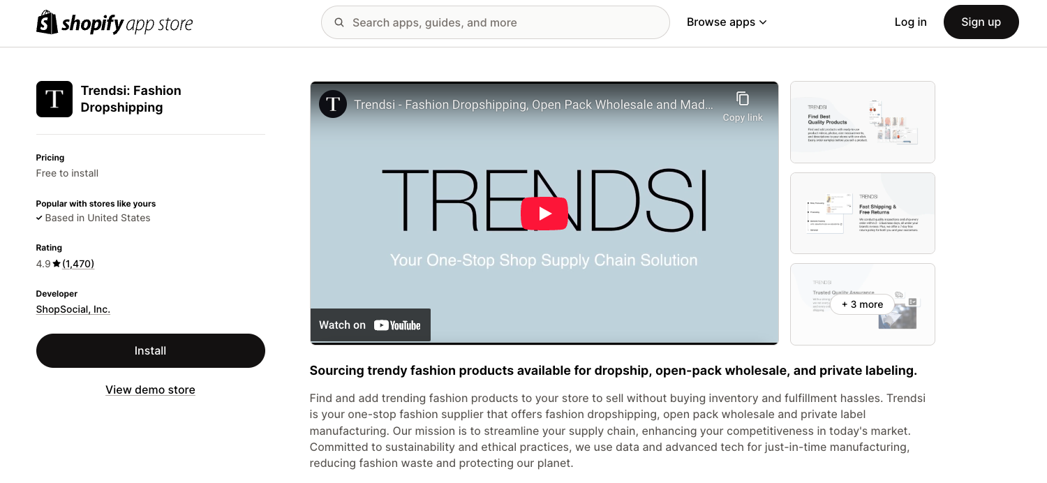 Trendsi on Shopify App Store