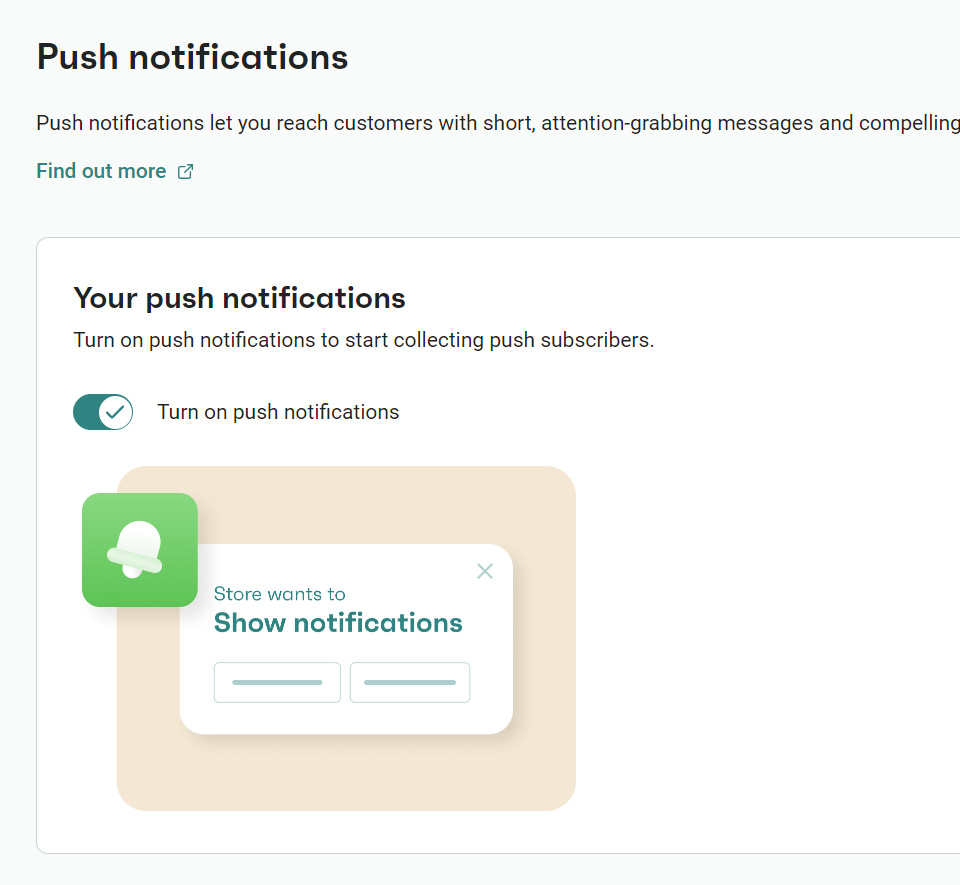 Turning on push notifications in Omnisend