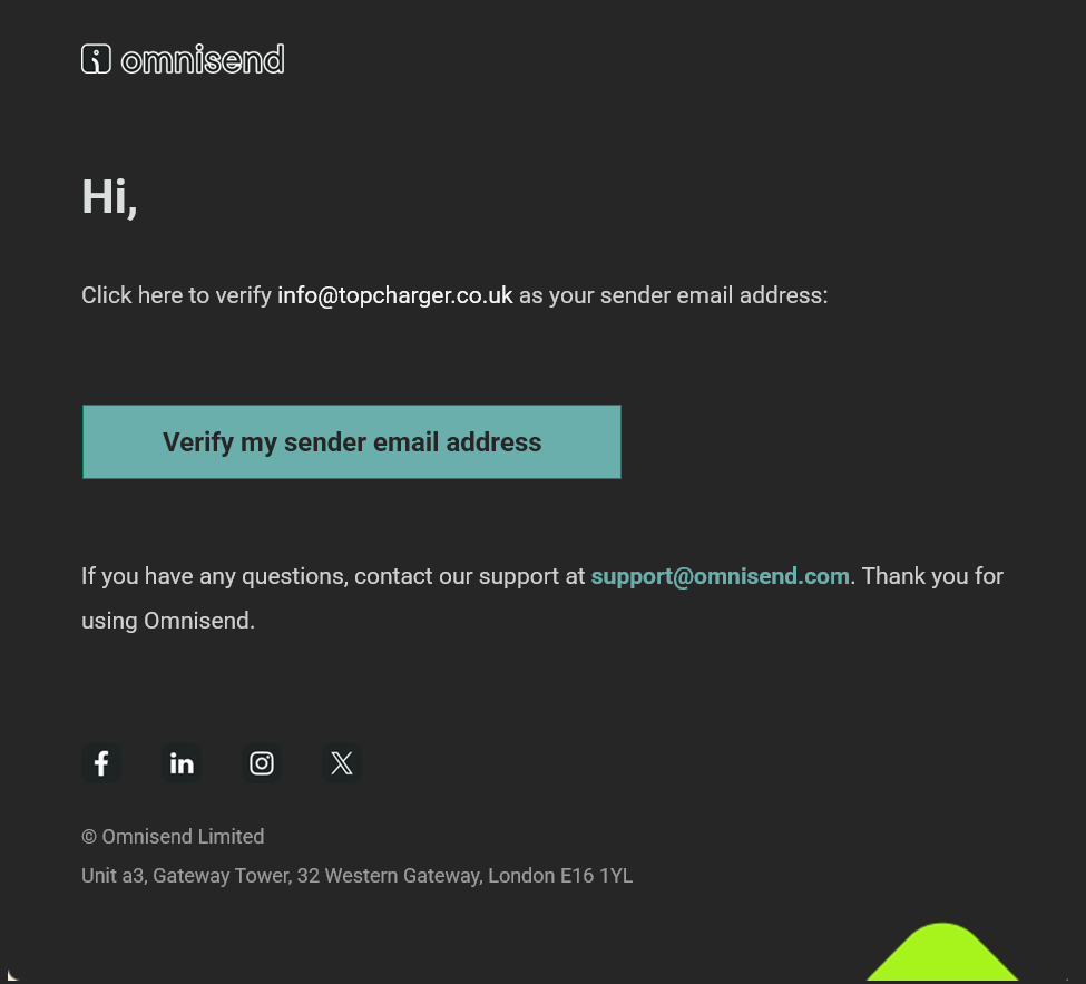 Sender email address verification email