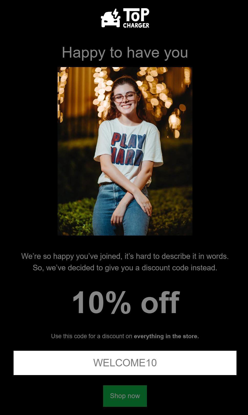 Welcome email example